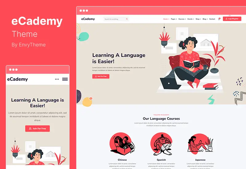 eCademy Theme - Online Courses, Coaching & Education LMS WordPress Theme