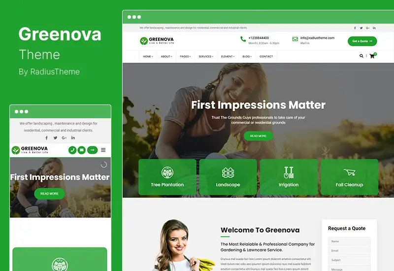 Greenova Theme - Gardening & Landscaping WordPress Theme