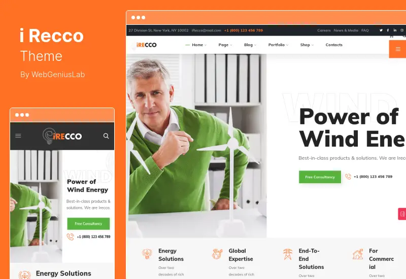 iRecco Theme - Wind & Solar Energy WordPress Theme
