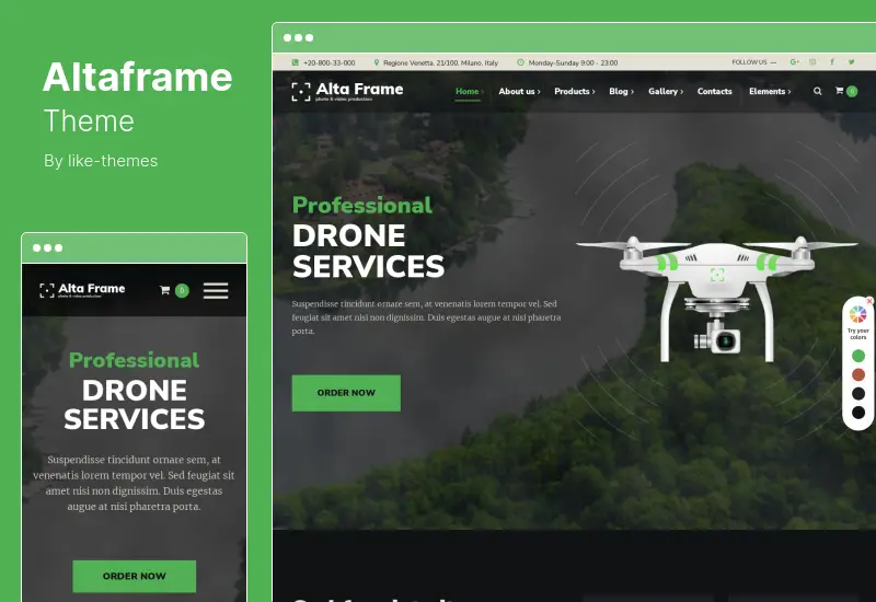 Altaframe Theme - Drone Aerial Videography and Photo School WordPress Theme