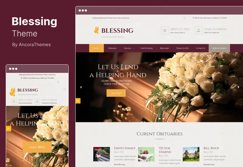 Blessing Theme - Funeral Home Services & Cremation Parlor WordPress Theme