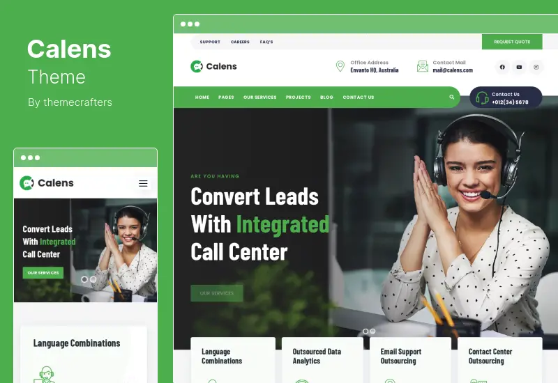 Calens Theme - Call Center Services WordPress Theme