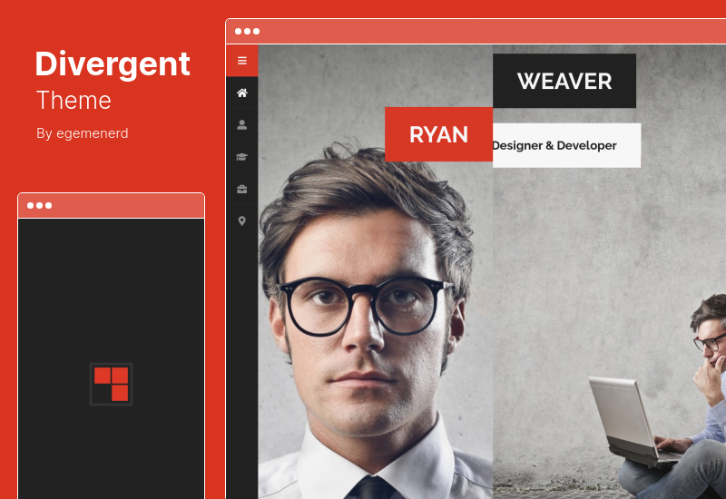 Divergent Theme - Personal Vcard Resume WordPress Theme