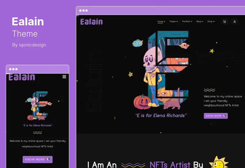 Ealain Theme - Digital Artist Creative Portfolio WordPress Theme 