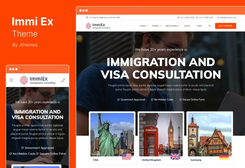 ImmiEx Theme - Immigration law, Visa services support, Migration Agent Consulting Business WordPress Theme