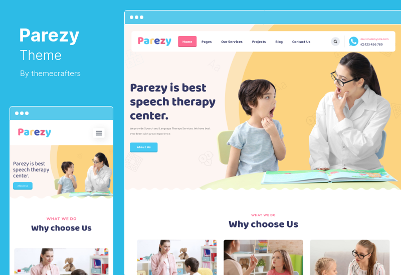Parezy Theme - Kids Speech Therapy Education WordPress Theme