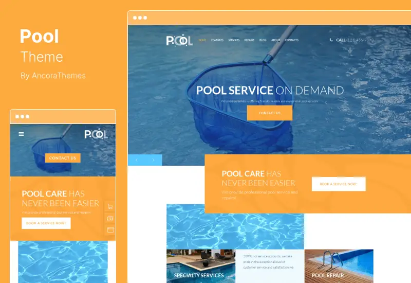 Pool Theme - Swimming Pool Maintenance & Cleaning Services WordPress Theme