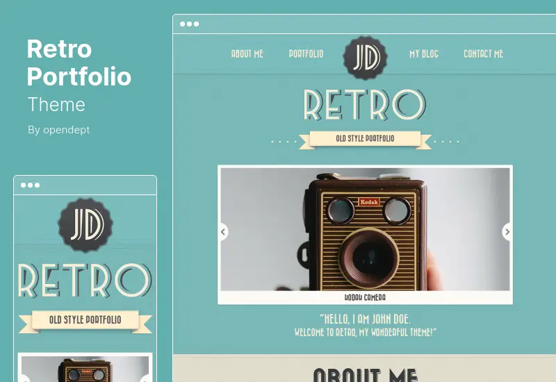 Retro Portfolio Theme - One Page Vintage WordPress Theme