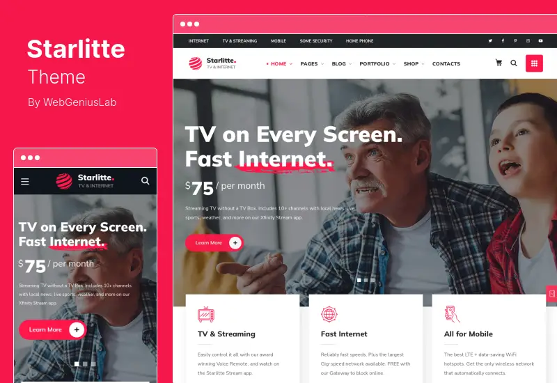 Starlitte Theme - TV & Internet Provider WordPress Theme