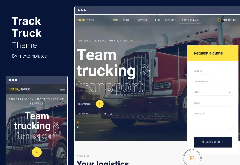 TrackTruck Theme - Freight Brokerage and Logistics Company WordPress Theme