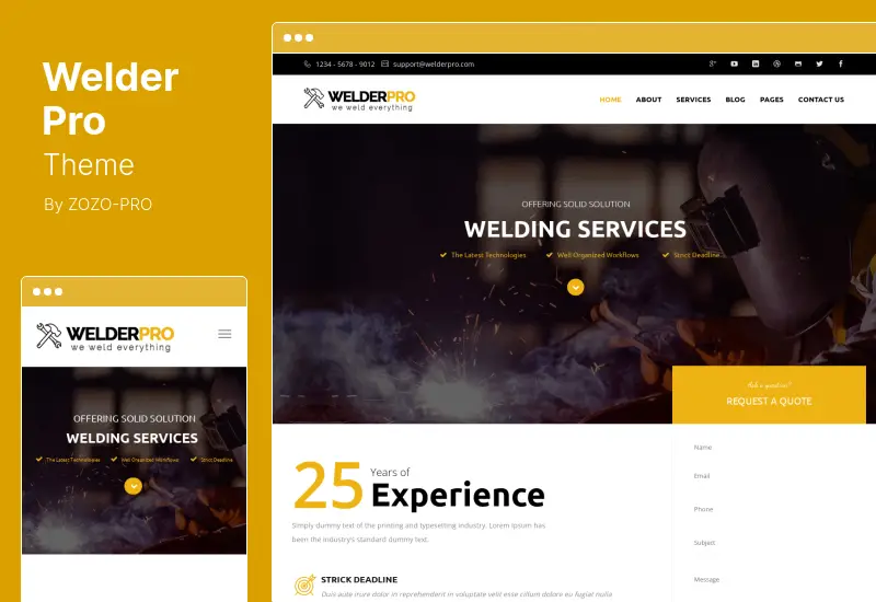 Welder Pro Theme - WordPress Theme for Welding Contractor