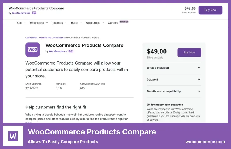 WooCommerce Products Compare Plugin - Allows to Easily Compare Products