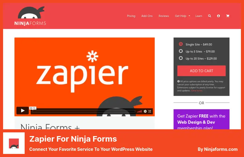 Zapier for Ninja Forms Plugin - Connect Your Favorite Service to Your WordPress Website