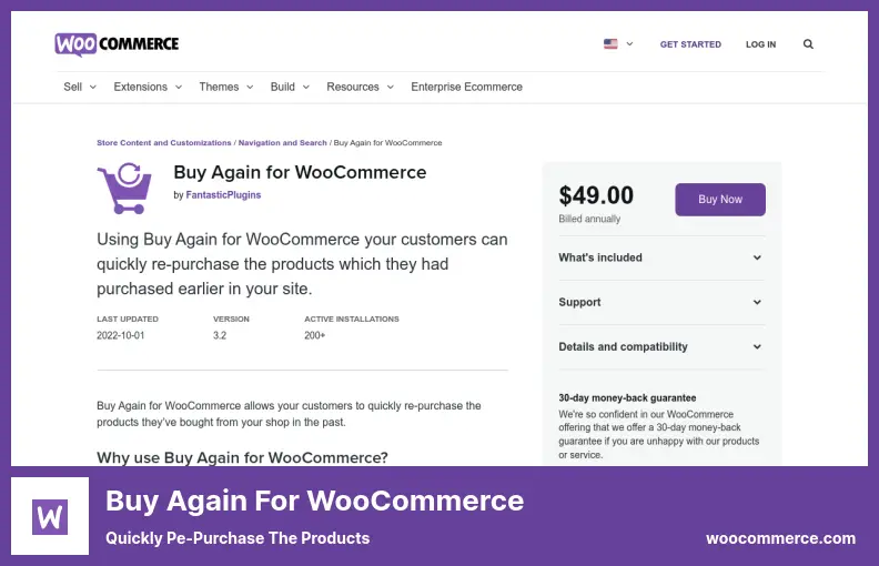 Buy Again for WooCommerce Plugin - Quickly Pe-Purchase The Products