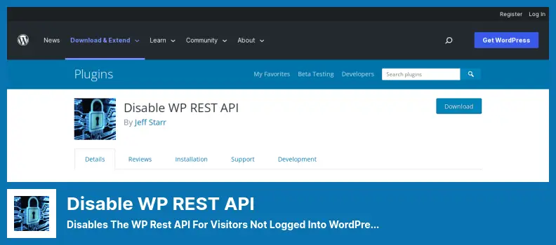 Disable WP REST API Plugin - Disables The WP Rest API for Visitors Not Logged Into WordPress