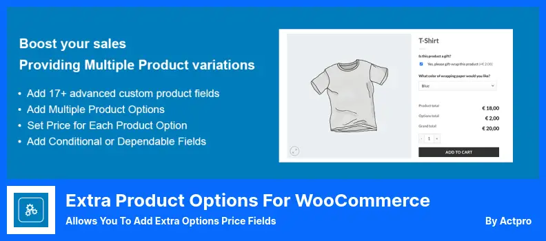 Extra Product Options for WooCommerce Plugin - Allows You to Add Extra Options Price Fields
