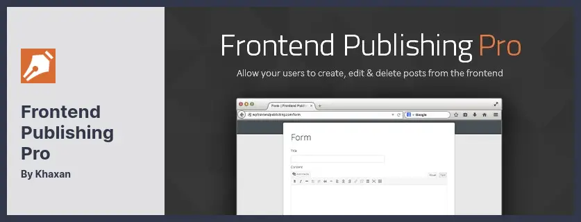 Frontend Publishing Pro Plugin - WordPress Post Submission Plugin