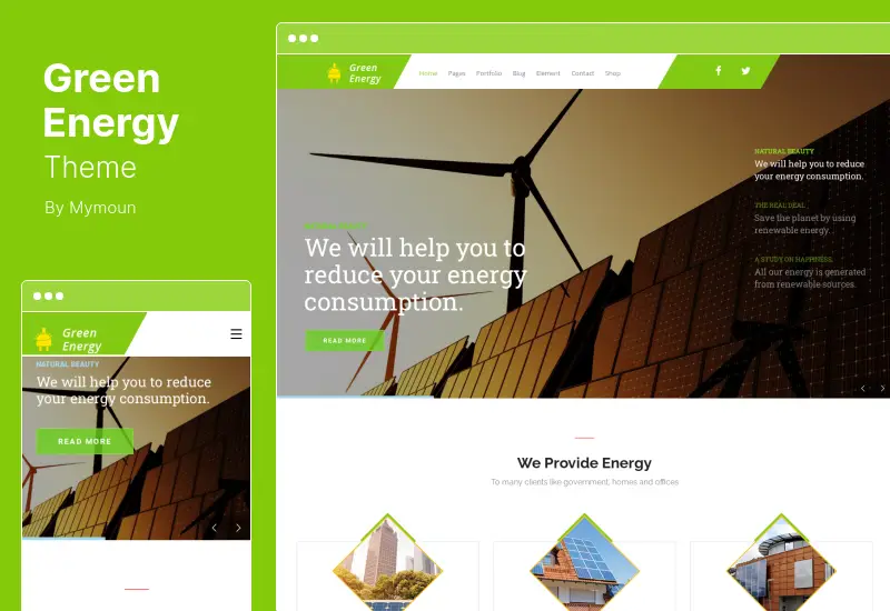 Green Energy Theme - For Renewable Company WordPress Theme