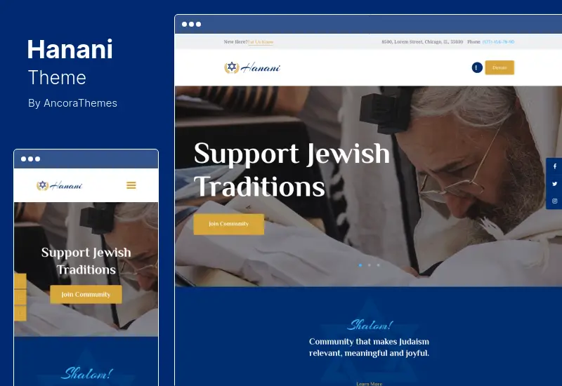 Hanani Theme - Jewish Community & Synagogue WordPress Theme