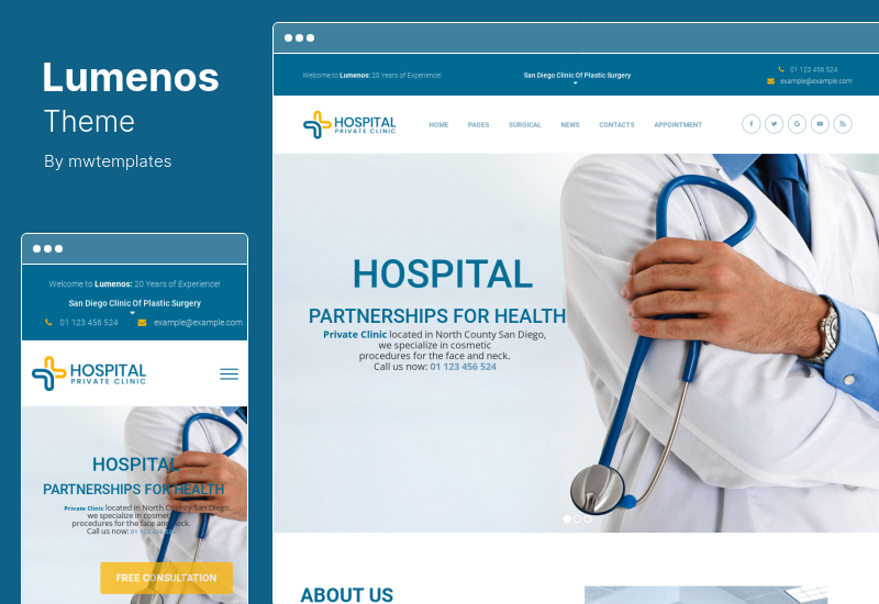 Lumenos Theme - Plastic Surgery Clinic WordPress Theme