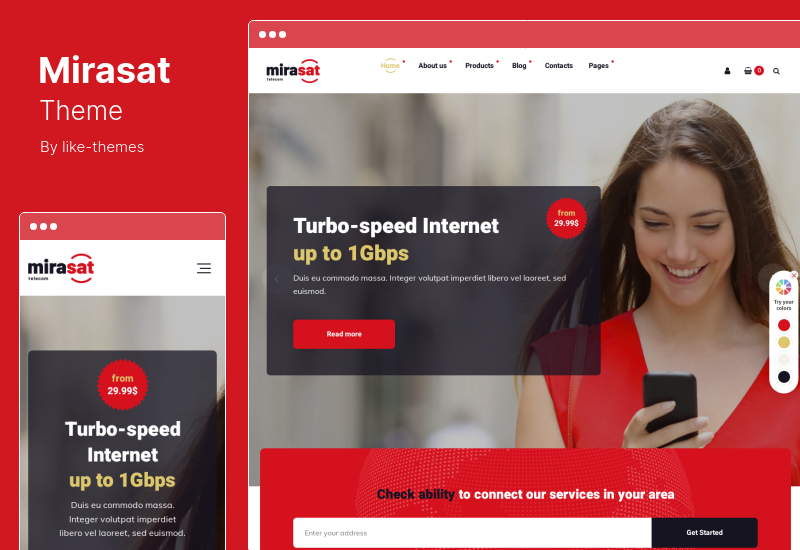 Mirasat Theme - Internet Provider and Satellite TV WordPress Theme