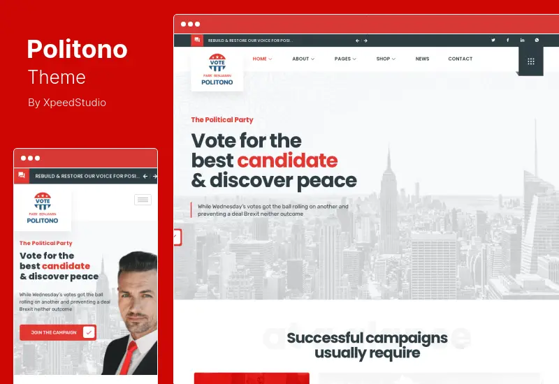 Politono Theme - Political Election Campaign WordPress Theme