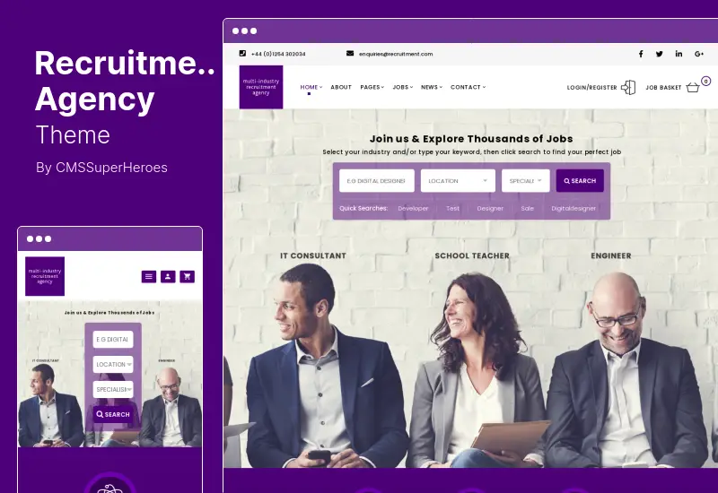 Recruitment Agency Theme - Multi Industry Responsive WordPress Theme