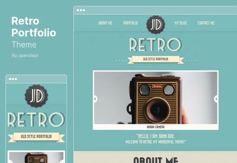 Retro Portfolio Theme - One Page Vintage WordPress Theme