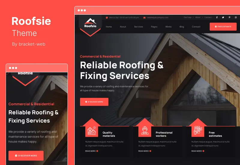 Roofsie Theme - Roofing Services WordPress Theme