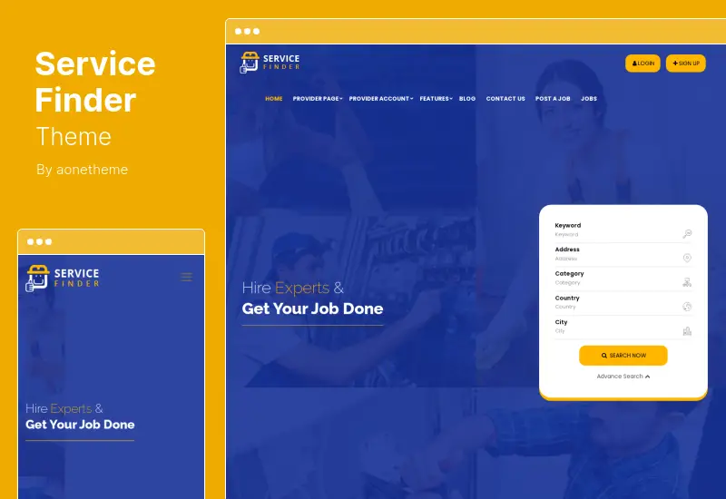 Service Finder Theme - Provider and Business Listing WordPress Theme