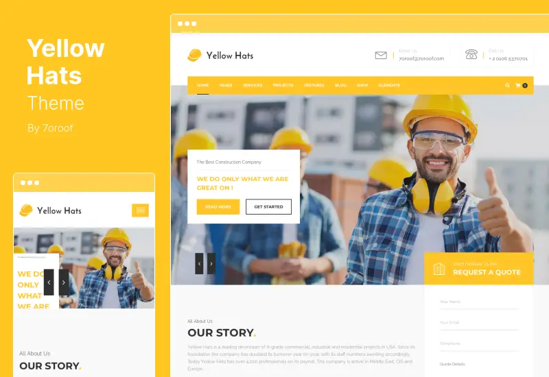 Yellow Hats Theme - Construction, Building & Renovation WordPress Theme