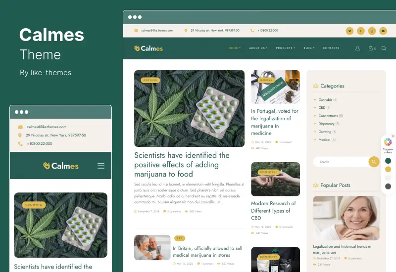 Calmes Theme - Medical Marijuana & Coffeeshop WordPress Theme