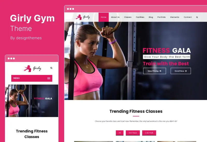 Girly Gym Theme - Gym Fitness WordPress Theme