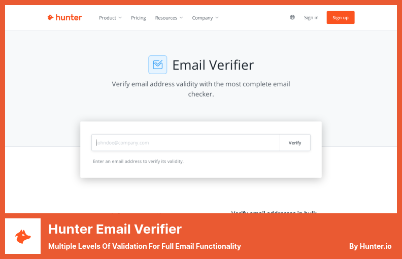 Hunter Email Verifier - Multiple Levels of Validation for Full Email Functionality