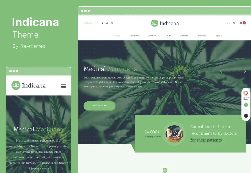 Indicana Theme - Medical Marijuana Dispensary WordPress Theme