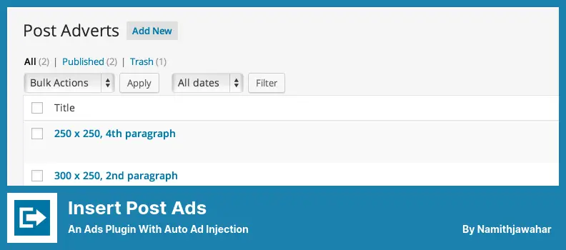 Insert Post Ads Plugin - An Ads Plugin With Auto Ad Injection