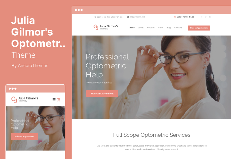 Julia Gilmor's Optometry Theme - Optometry, Optician & Optics Store Medical WordPress Theme