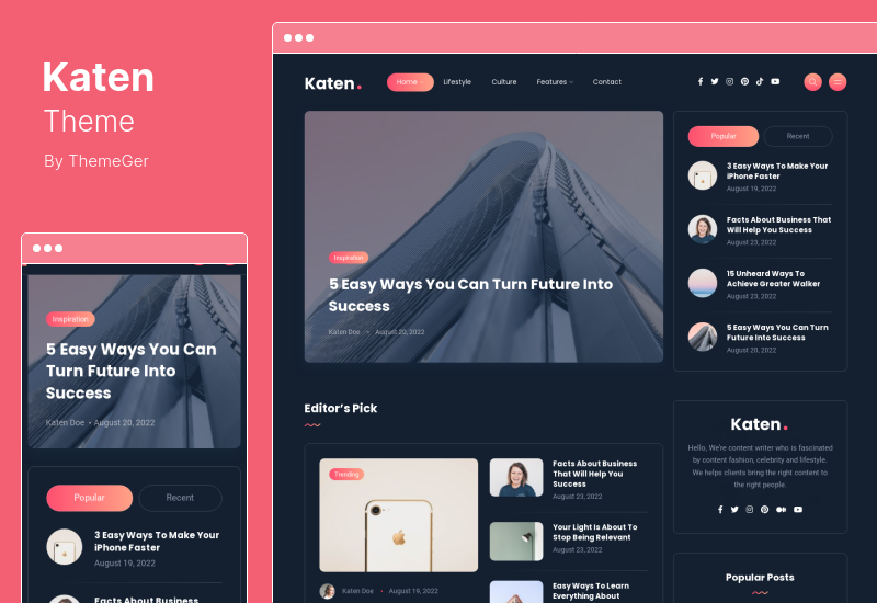 Katen Theme - Blog  Magazine WordPress Theme