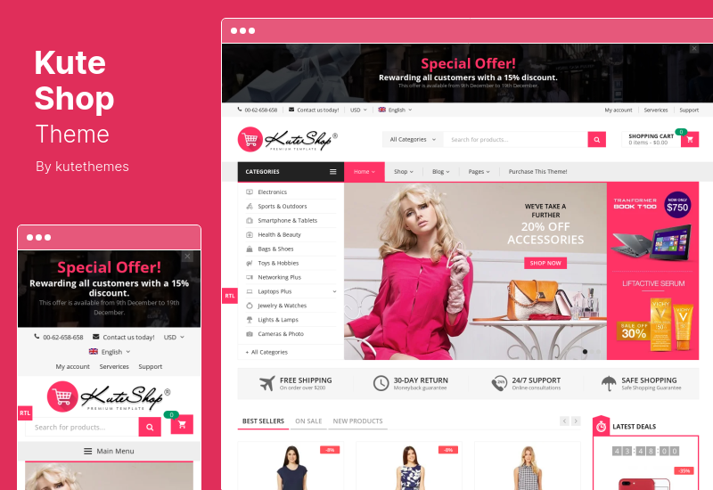 KuteShop Theme - Fashion, Electronics & Marketplace Elementor WooCommerce Theme