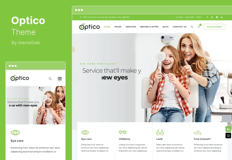 Optico Theme - Optometrist & Eye Care WordPress Theme