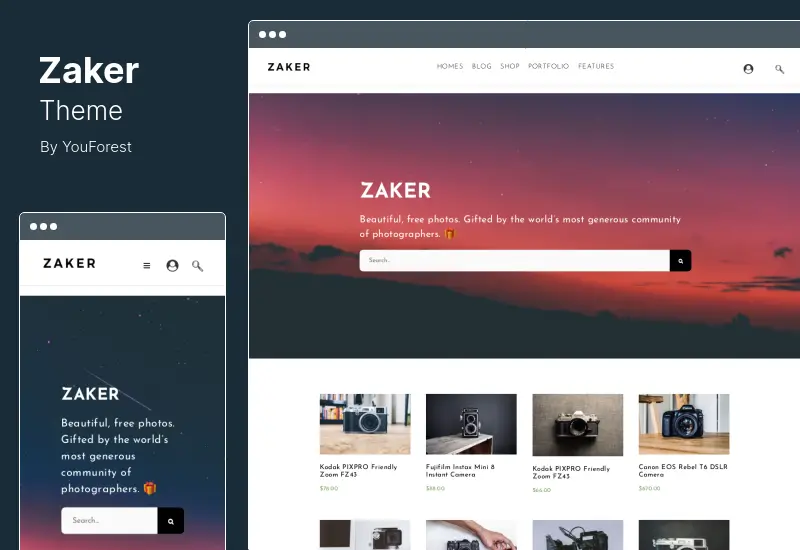 Zaker Theme - Minimal Photography Portfolio & Stock Photo Shop WordPress Theme