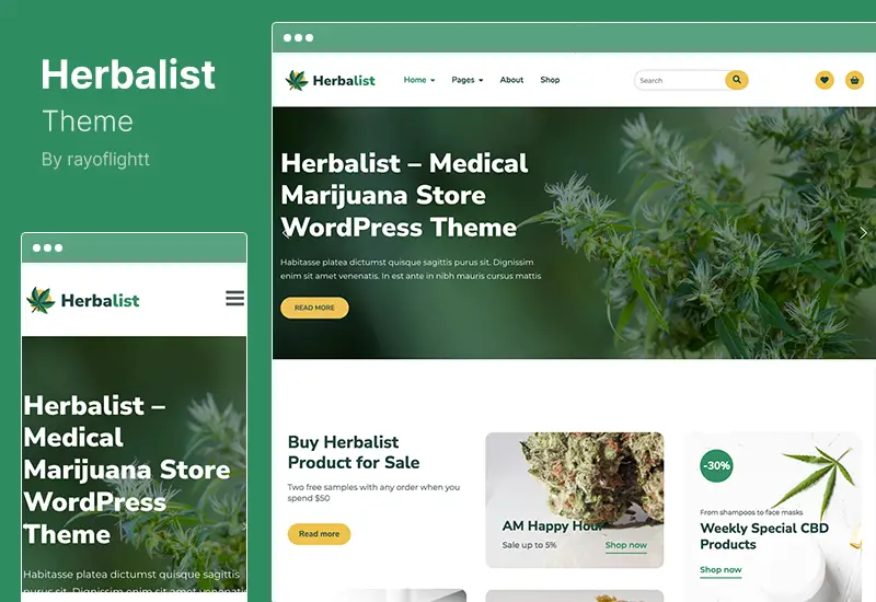 Herbalist Theme - Medical Marijuana Store WordPress Theme