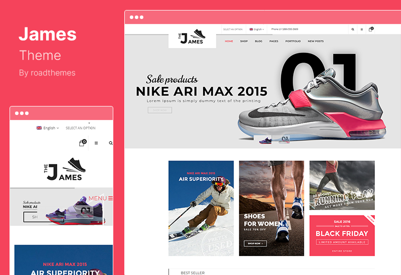 James Theme - Responsive Shoes WooCommerce Theme