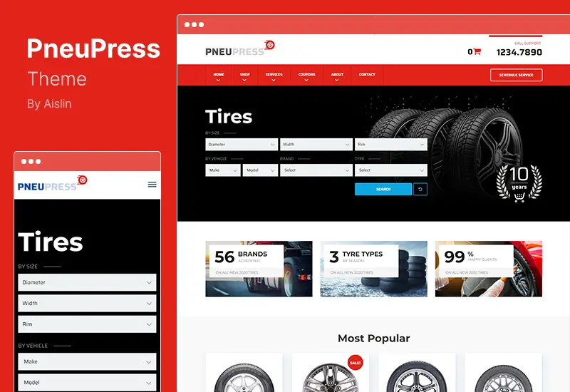 PneuPress Theme - Tire Shop and Car Repair WordPress Theme