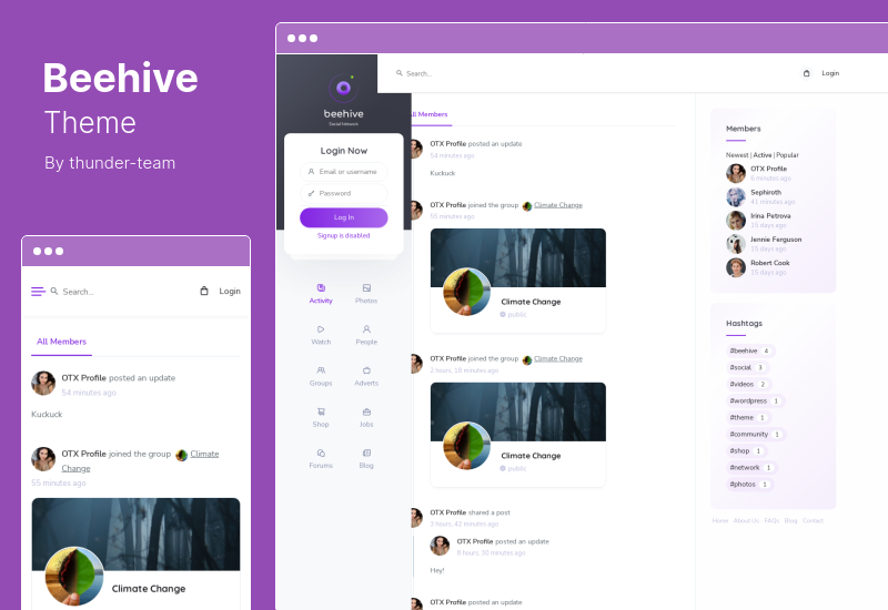 Beehive Theme - Social Network WordPress Theme