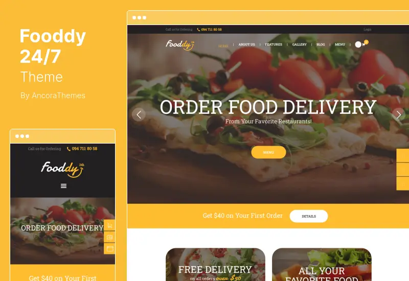 Fooddy 24/7 Theme - Food Ordering & Delivery WordPress Theme