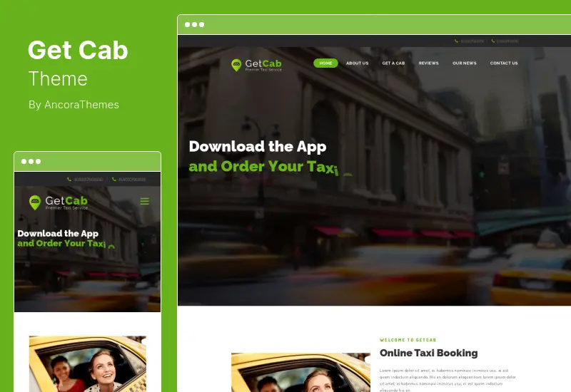 GetCab Theme - Online Taxi Service WordPress Theme