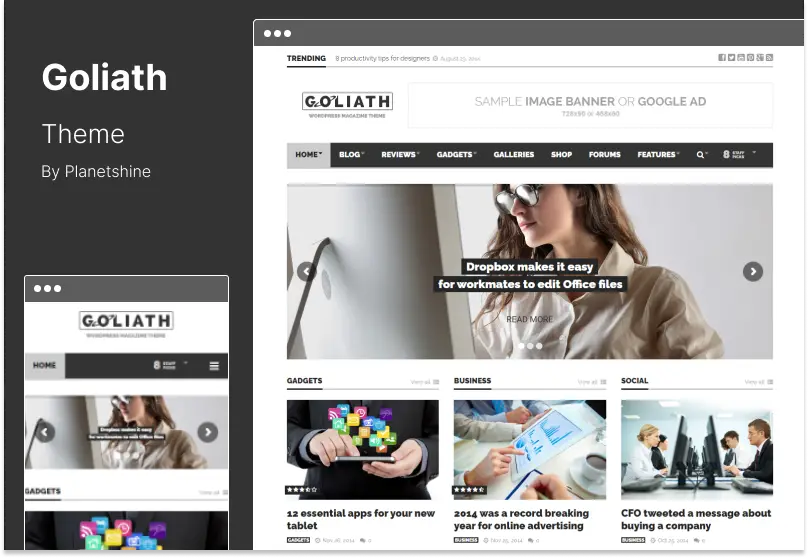Goliath Theme - Ads Optimized News & Reviews Magazine WordPress Theme