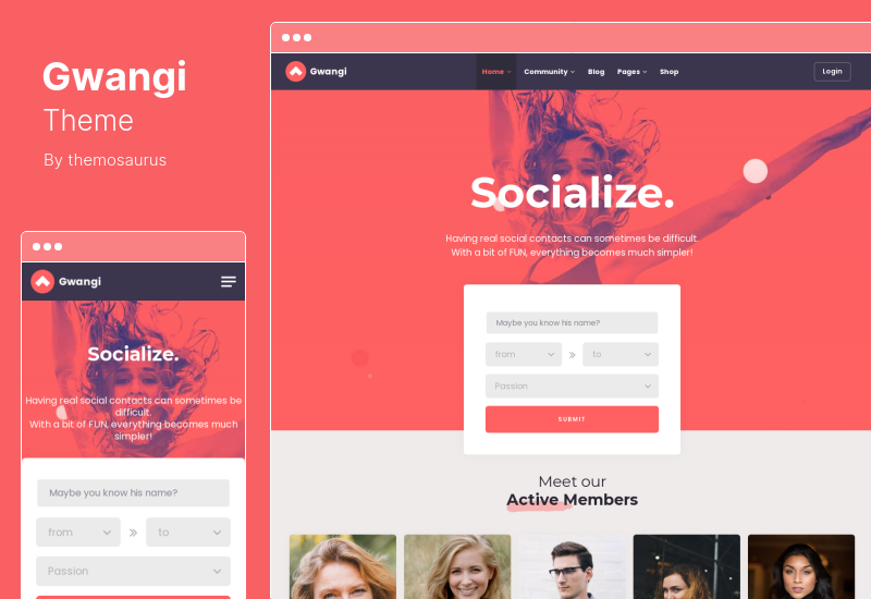 Gwangi Theme - PRO Multipurpose Membership, Social Network & BuddyPress Community WordPress Theme