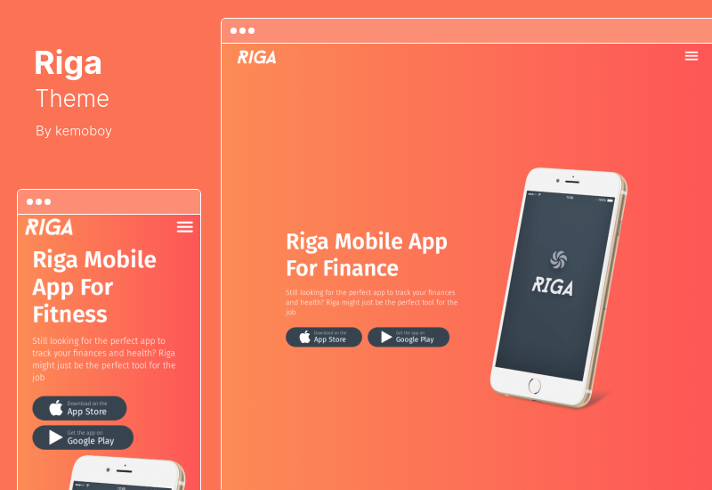 Riga Theme - Mobile App Landing Page WordPress Theme